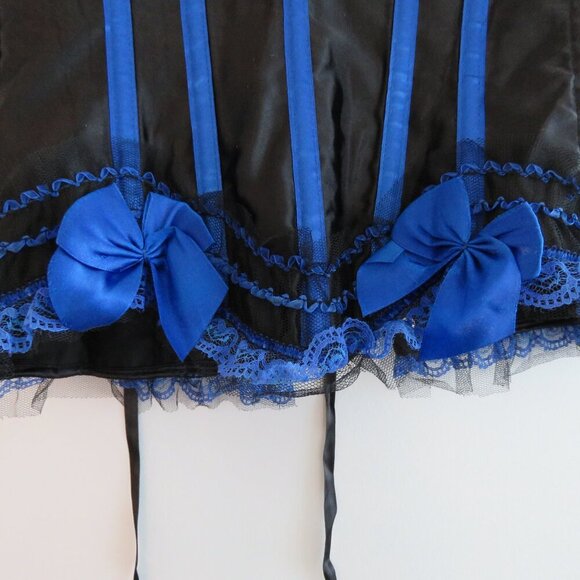 WHIMSIGOTH Goth Dark Fairy Goth Pirate Steampunk Lace Satin Boned Corset Size M - Picture 8 of 13